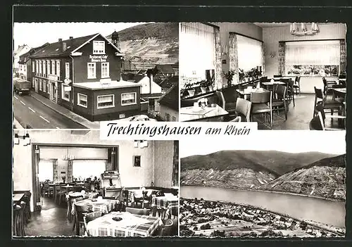 AK Trechtingshausen am Rhein, Gasthof "Weisses Ross" von F. K. Jung, Ortsansicht