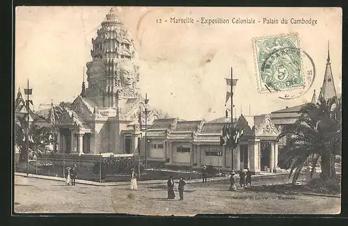 AK Marseille, Exposition coloniale 1906, Palais du Cambodge