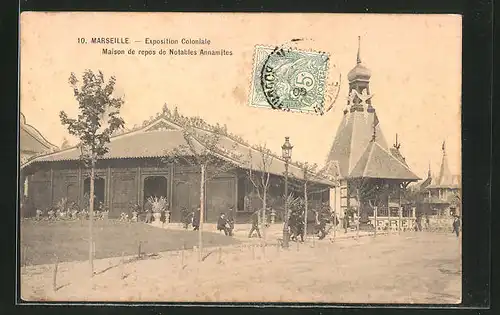 AK Marseille, Exposition coloniale 1906, Maison de repos de Notables Annamites