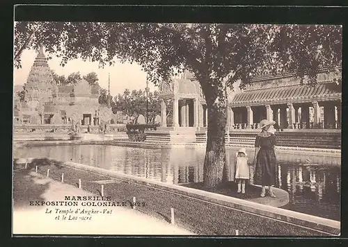 AK Marseille, Exposition coloniale 1922, Le Temple d' Ankor-Vat et le Lac sacrè