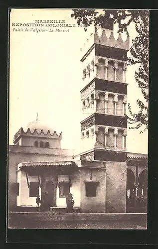 AK Marseille, Exposition coloniale 1922, Palais de l'Algérie, Le Minaret