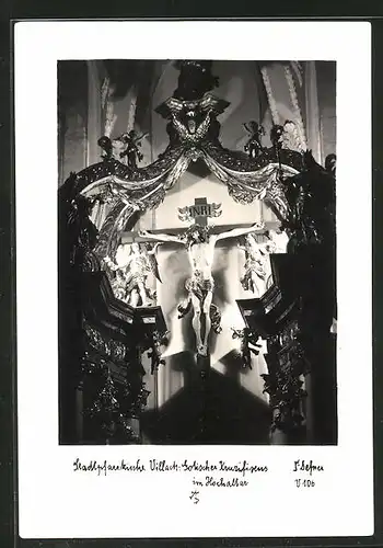Foto-AK Adalbert Defner: Villach, Stadtpfarrkirche, Gotischer Kruzifixus im Hochaltar