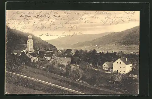 AK St. Peter ob Judenburg, Totale mit Blick zur Kirche
