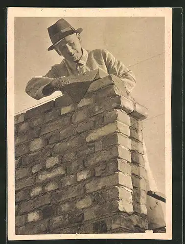 AK Sachsenkalender 1946, Maurer bei der Arbeit
