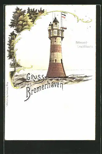 Lithographie Bremerhaven, Rothesand-Leuchtturm
