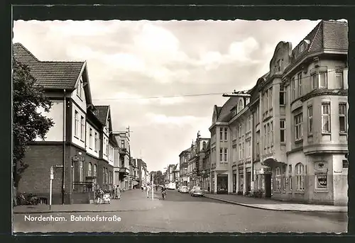 AK Nordenham, Bahnhofstrasse mit Geschäften