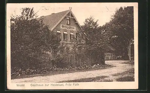 AK Wesel, Am Gasthaus zur Heidelust von Fritz Foth