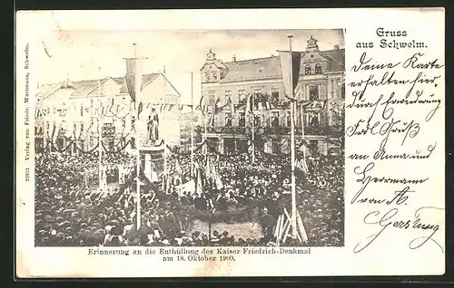 AK Schwelm, Erinnerung an die Enthüllung des Kaiser Friedrich-Denkmal 1900