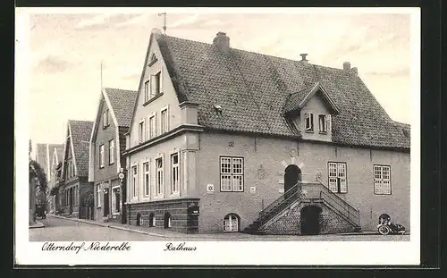 AK Otterndorf-Niederelbe, Rathaus mit Strassenpartie