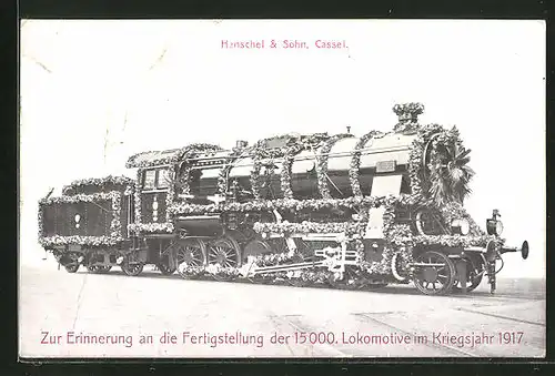 AK Cassel, Henschel & Sohn, Fertigstellung der 15000. Lokomotive im Kriegsjahr 1917