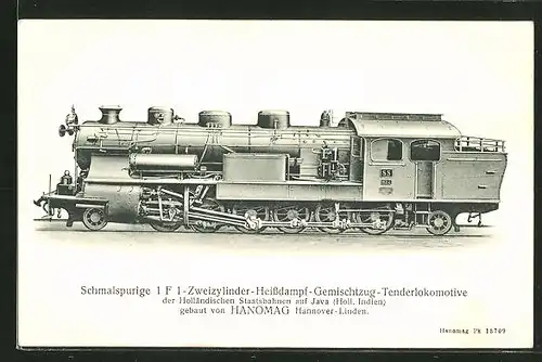 AK Schmalspurige Zweizylinder-Heissdampf-Gemischtzug-Tenderlokomotive der Holländischen Staatsbahnen auf Java
