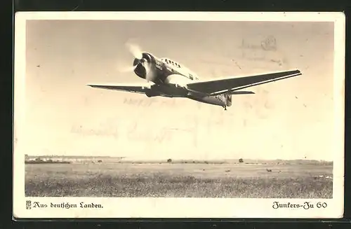 AK Schnellverkehrsflugzeug Junkers Ju 60 beim Start