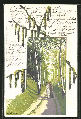 Künstler-AK Alfred Mailick: Pärchen beim romantischen Spaziergang im Wald
