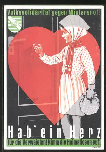 AK DDR-Propaganda, Volkssolidarität gegen Winternot, Hab ein Herz