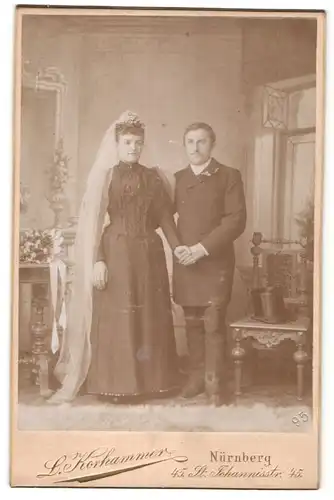 Fotografie L. Korhammer, Nürnberg, Portrait Braut und Bräutigam, Hochzeit