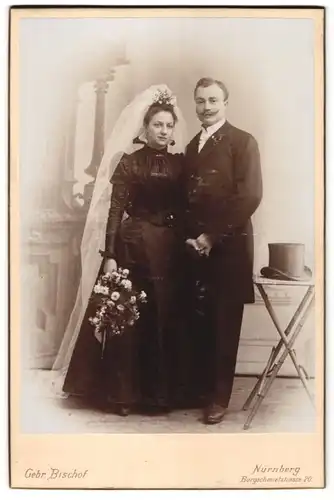 Fotografie Gebr. Bischof, Nürnberg, Portrait Braut und Bräutigam, Hochzeit