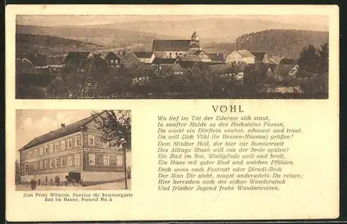 AK Vöhl, Gasthaus "Zum Prinz Wilhelm", Ortsansicht