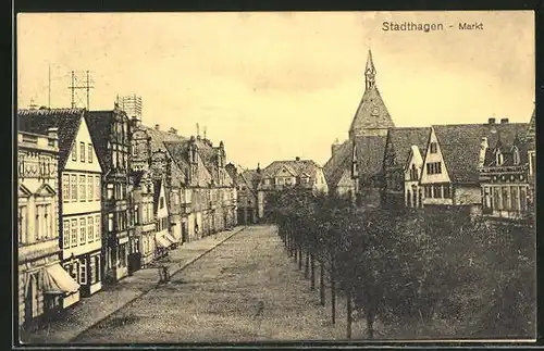 AK Stadthagen, Strasse am Markt