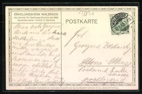 Künstler-AK Walsrode, Erholungsheim des Vereins für Handlungs-Commis von 1858 in Hamburg