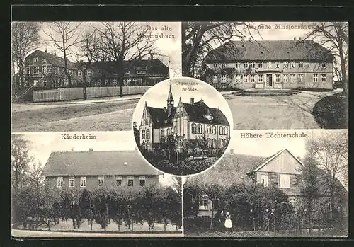 AK Hermannsburg, das alte & neue Missionshaus, Christiansschule, Kinderheim, Höhere Töchterschule