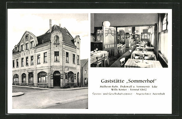 Ak Mülheim an der Ruhr, Gaststätte Sommerhof, Bes. Willy