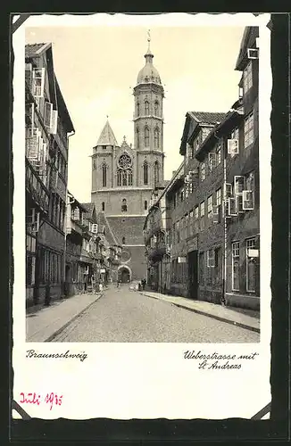AK Braunschweig, Weberstrasse mit St. Andreaskirche