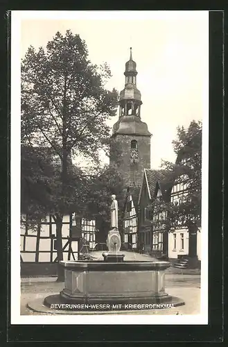AK Beverungen-Weser, Partie mit Kriegerdenkmal