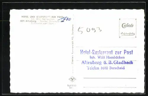 AK Altenberg, Hotel und Gaststätte "Zur Post"