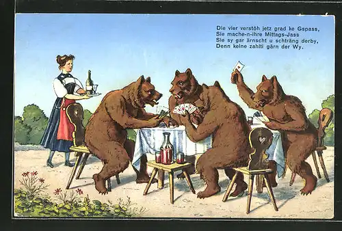 AK Bären beim Kartenspiel: "Die vier verstöh jetz grad ke Gspass..."