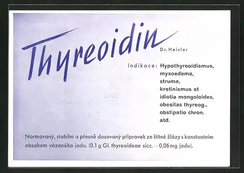 AK Reklame für Medikament "Thyreoidin" von Dr. Heisler