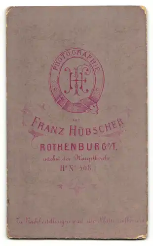Fotografie Franz Hübscher, Rothenburg o/T, Portrait Fräulein mit zusammengebundenem Haar