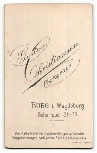 Fotografie G. Christiansen, Burg b. M., Eleganter junger Herr