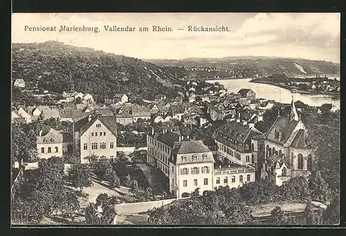 AK Vallendar / Rhein, Panorama mit Blick auf Pensionat Marienburg