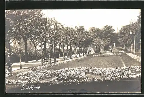 AK Bad Ems, Ortspartie mit Parkpromenade