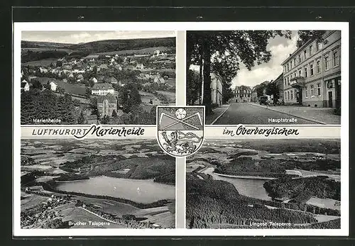 AK Marienheide im Oberbergischen, Hauptstrasse, Brucher Talsperre, Lingse Talsperre, Ortsansicht