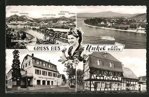 AK Unkel / Rhein, Siebengebirge, Hotel Scheurener Hof und Schutzengelhaus
