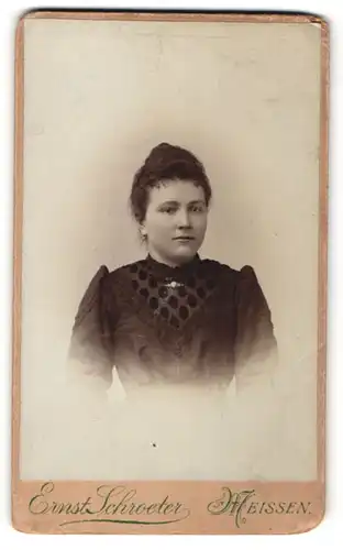 Fotografie Ernst Schroeter, Meissen, Portrait Dame mit zusammengebundenem Haar