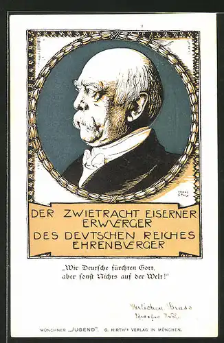 Künstler-AK Franz Stuck: Bismarck, "Der Zwietracht eiserner Erwürger"