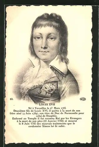 AK Louis XVII von Frankreich mit Orden