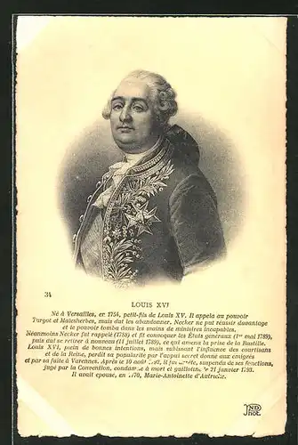 AK Bildnis von Louis XVI von Frankreich