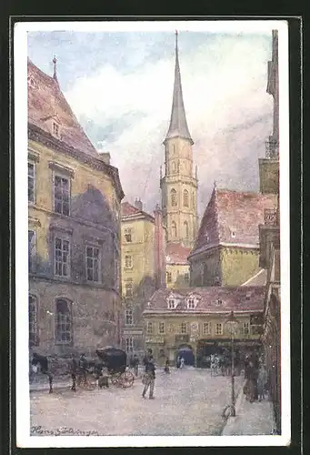 Künstler-AK Hans Götzinger: Wien, Blick zur Michaelerkirche