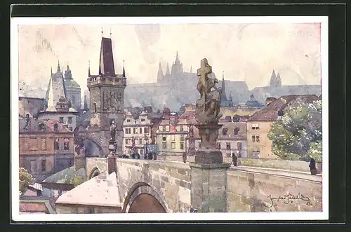 Künstler-AK Jaroslav Setelik: Prag, Malostranské Mostní Panorama
