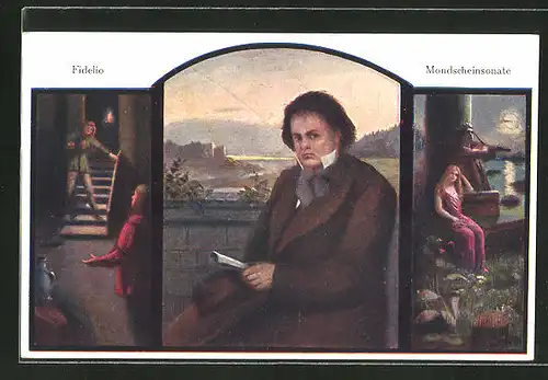 Künstler-AK Beethoven, Komponist der Mondscheinsonate