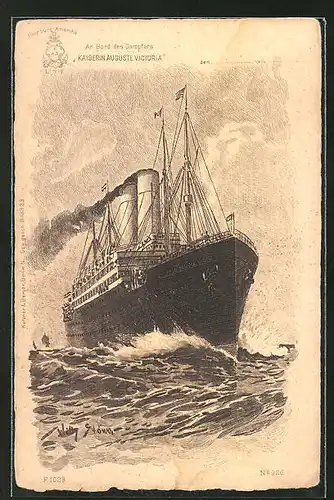 Künstler-AK Willy Stoewer: Passagierschiff "Kaiserin Auguste Victoria" auf hoher See