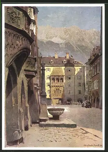 Künstler-AK Edo v. Handel-Mazzetti: Innsbruck, Blick auf das Goldene Dachl