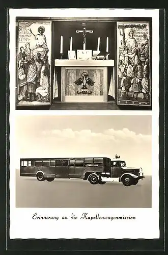 AK Königstein i. Taunus, Missionswagen der Ostpriesterhilfe, Kapellenwagen & Altar
