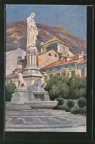 Künstler-AK Rudolf Alfred Höger: Bolzano, Monumento a Walter v. d. Vogelweide