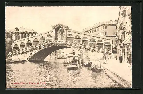 AK Venezia / Venedig, Ponte di Rialto, Motiv der Brücke