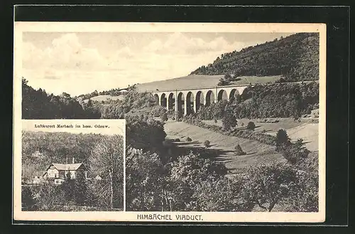 AK Marbach / Odenwald, Himbächl Viaduct und Haus am Waldrand