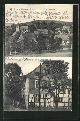 AK Hegensdorf, Blick auf das Gasthaus von E. Wördehoff, Totalansicht
